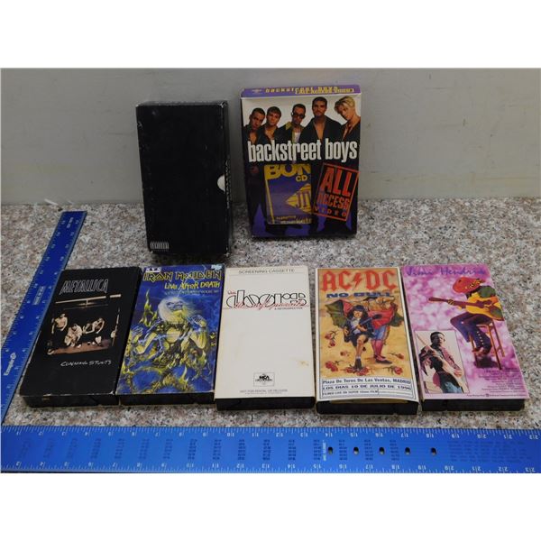 Lot of 7 VHS Music Tapes Rock ACDC Metallica Iron Maiden Backstreet Boys
