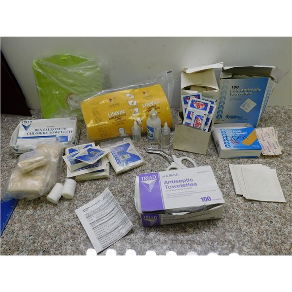 Lot of First Aid Supplies Bandaids Gauze Antiseptic Wipes Alcohol Wipes Topical Ointment Etc