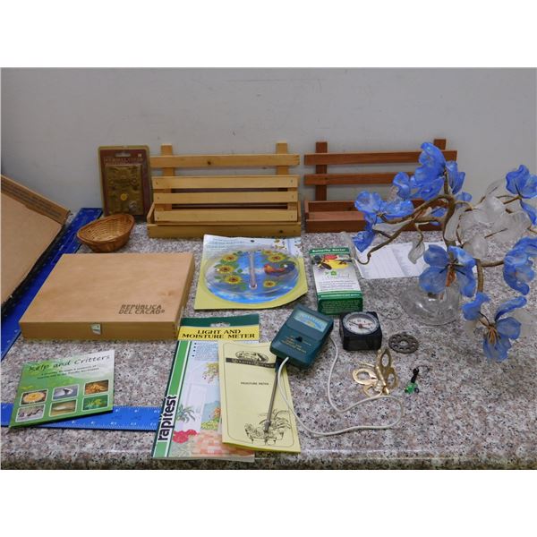 Lot of Spice Racks Thermometer Light Moisture Reader Switch Cover Etc Glass Tree Knick Knacks