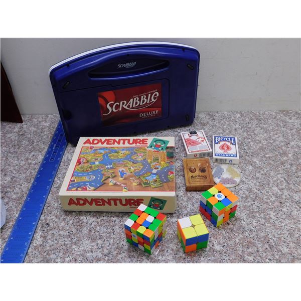 Gaming Lot Scrabble Puzzle Playing Cards Rubix Cubes