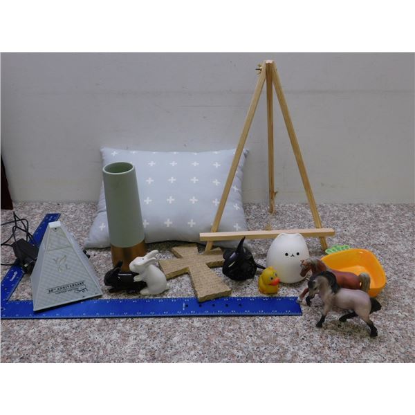 Lot of Misc Home Decor Knick Knacks Handle Easel Night Light Diffuser Candy Dish Etc