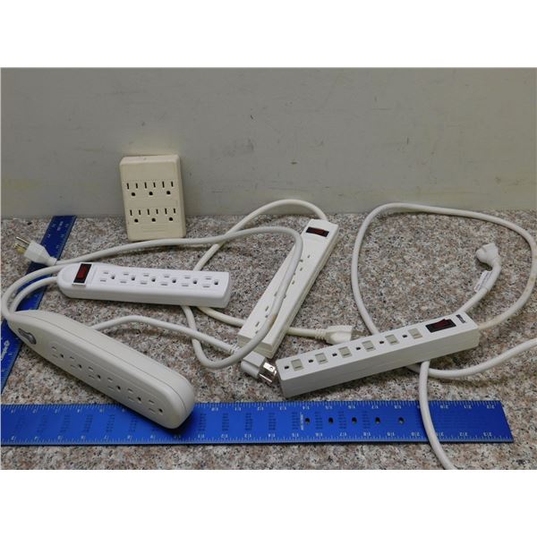 Lot of 4 Power Bars and a Multi 6 Outlet Plug