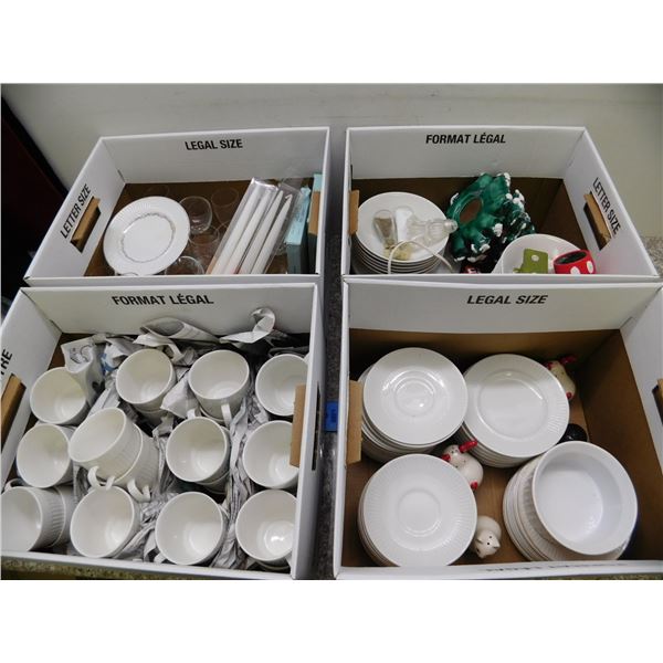 4 Boxes Full Christmas Holiday Dishes Set Plates Cups Salt and Pepper Etc