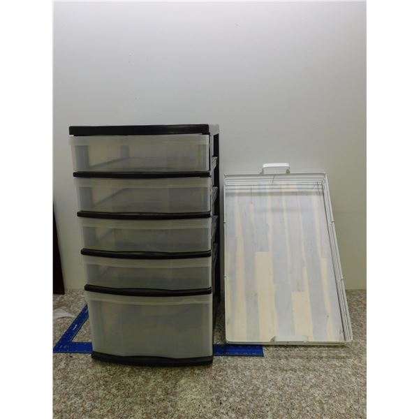 Serving Tray Table Tray and Plastic 5-Drawer Organizer