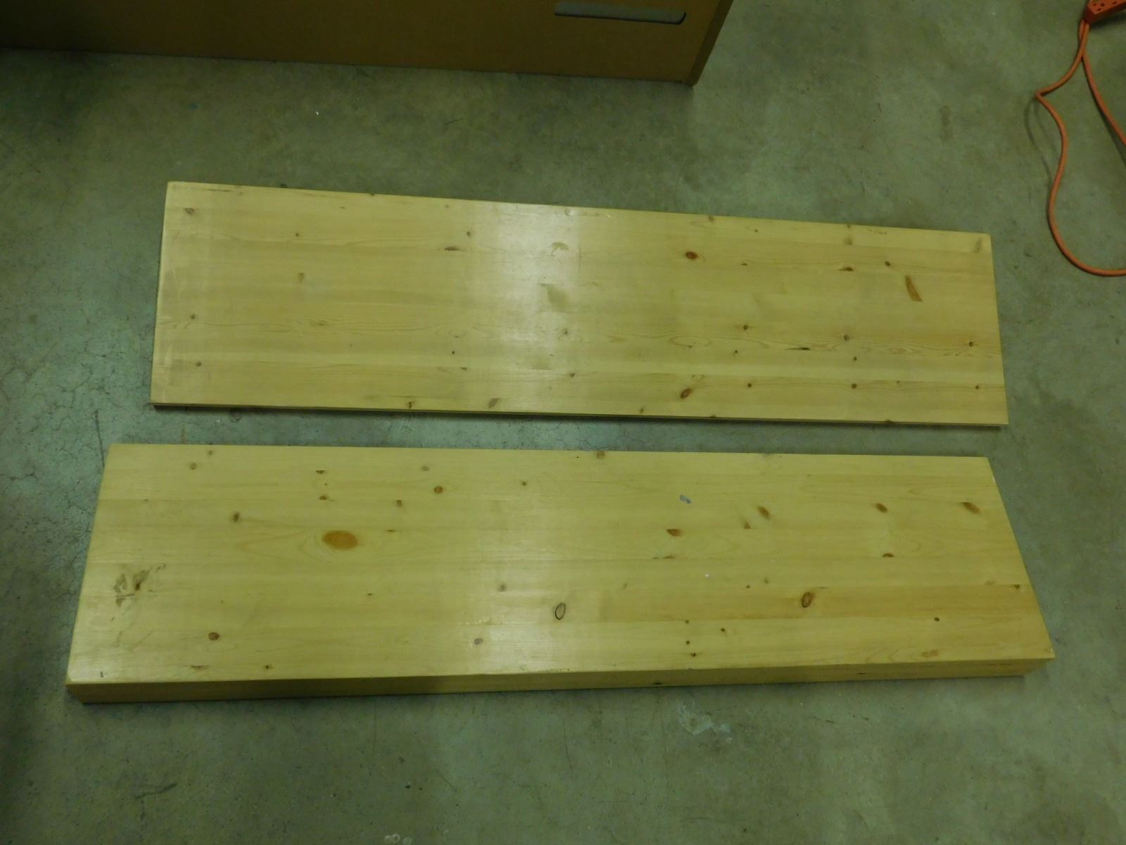 Pair of Wooden Shelves Knotty Pine 4ft long 1ft deep