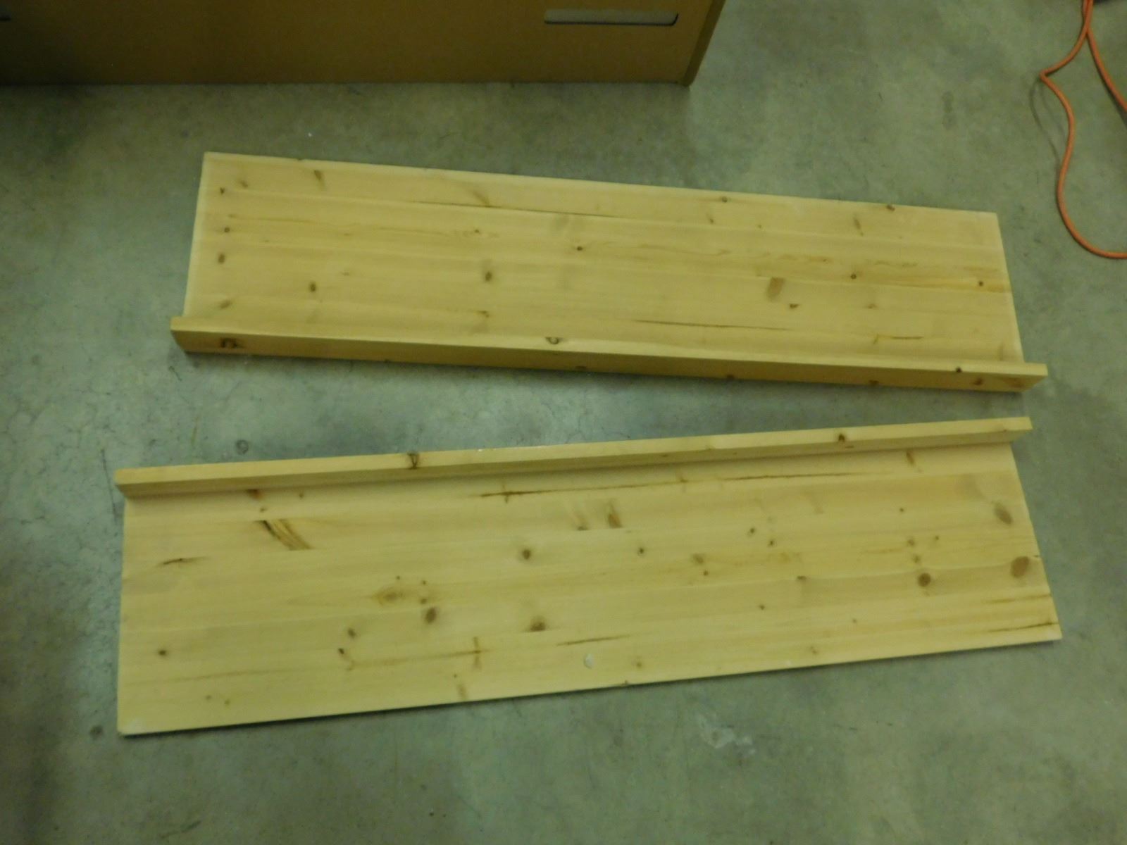 Pair of Wooden Shelves Knotty Pine 4ft long 1ft deep