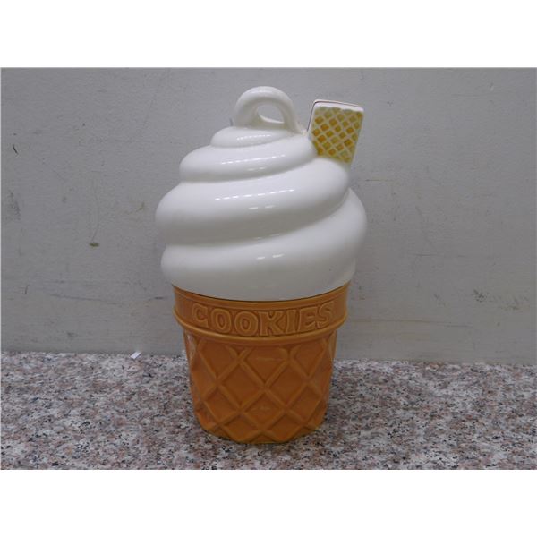Vintage Vanilla Soft Serve Ice Cream Cone Cookie Jar Ceramic