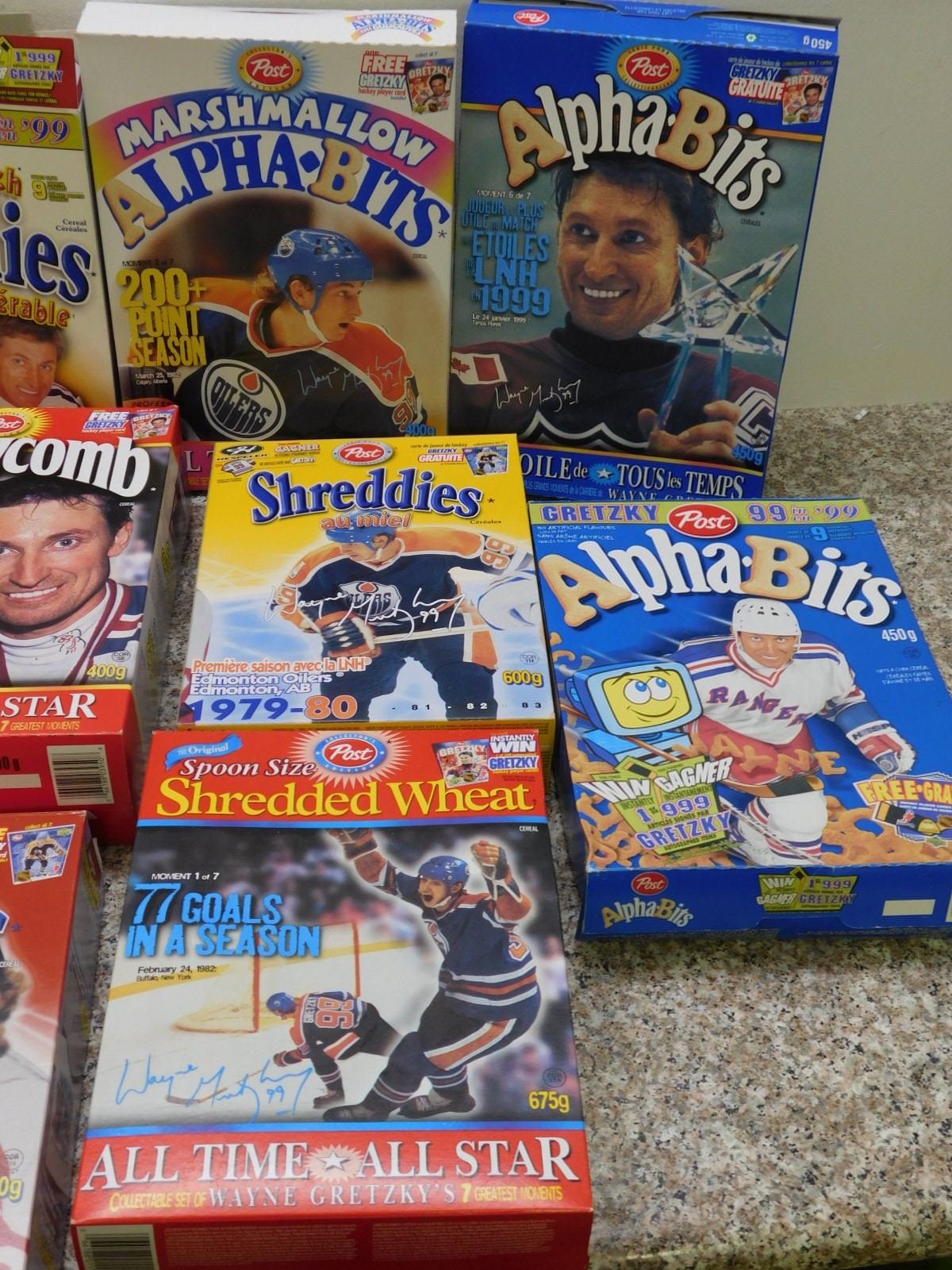 Lot of 13 Cereal Boxes Promotional Marketing Wayne Gretzky Hockey NHL Post Sugar Crisp Shreddies Lot of 13 Cereal Boxes Promotional Marketing Wayne Gretzky Hockey NHL Post Sugar Crisp Shreddies