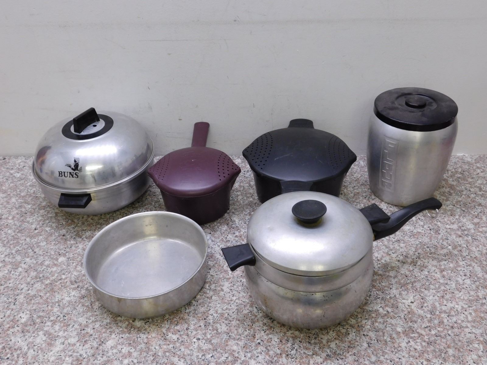 Lot of Bakeware Double Boiler The Pampered Chef Steamers Flour Canister