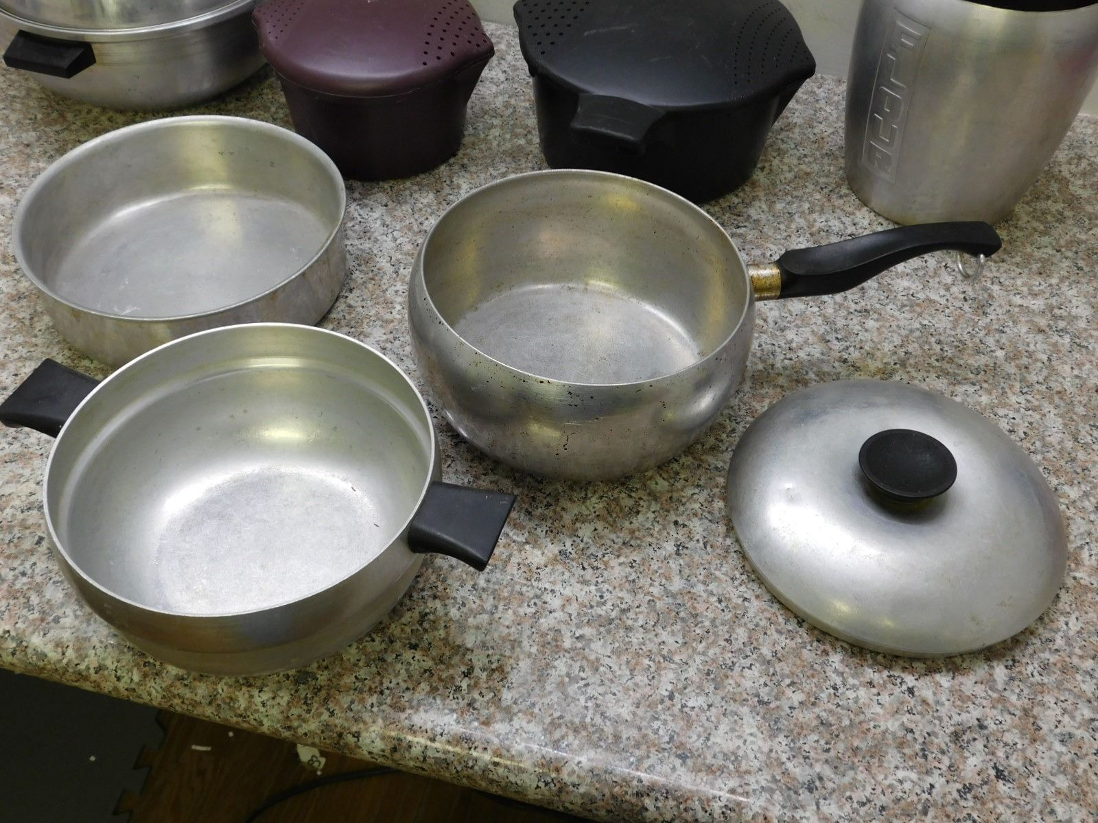 Lot of Bakeware Double Boiler The Pampered Chef Steamers Flour Canister