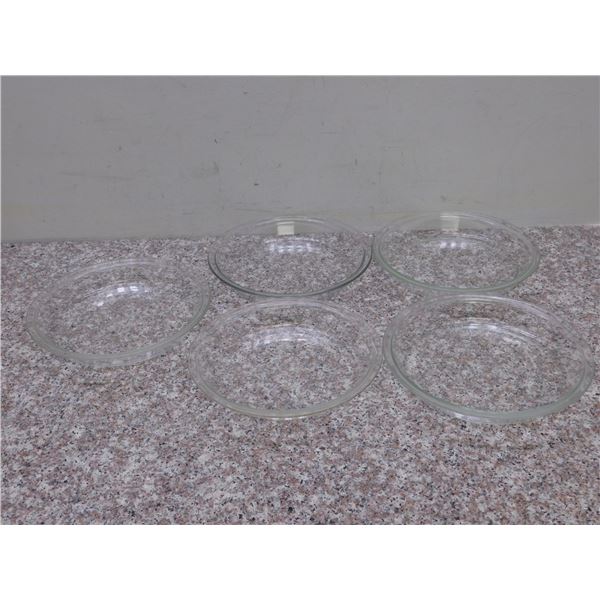 Lot of 5 Glass Pyrex Pie Tart Dishes Trays Bowls Baking Cooking 9" and 10"