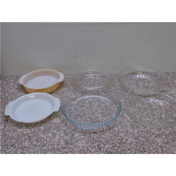 Lot of 6 Pie Tart Dishes Pyrex 9" , 10", 11" Diameters