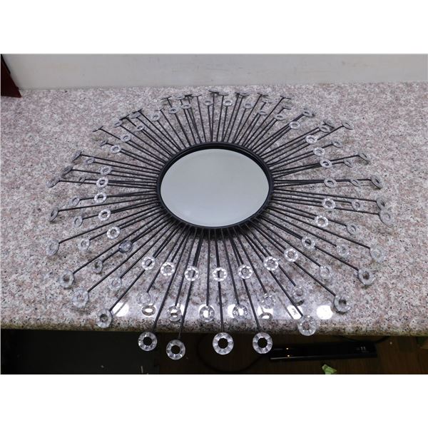 Modern Black and Glass Sunbeam Wall Decor 27"