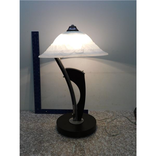 Modern Black Table Lamp Glass Shade Abstract 25" Tall
