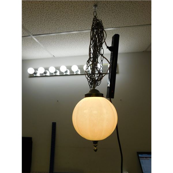 Vintage Swag Chain Lamp Pearlized Iridescent Glass