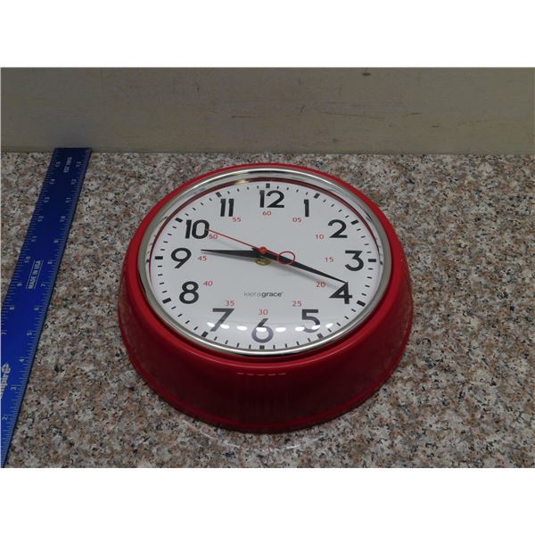 Red Retro Style Kitchen Wall Clock Modern Kira Grace