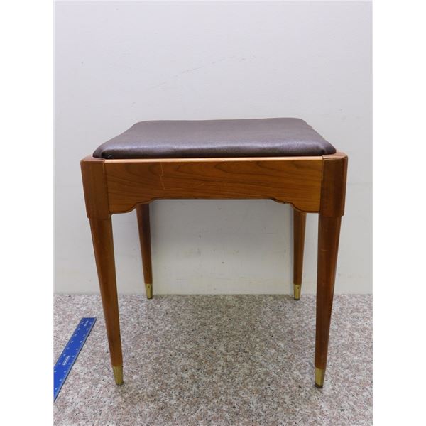 Ottoman Footstool With Storage Wooden Gold Feet 18" x 17" x 15"