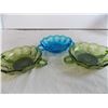 Image 2 : 2 green and 1 blue glass dishes