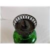 Image 5 : Green glass oil lamp, Chimney broken out