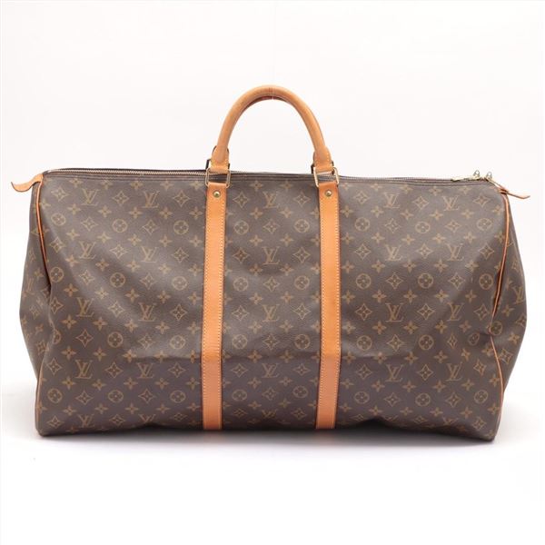 Louis Vuitton Brown Monogram Canvas Leather Keepall 60 cm Duffle Bag Luggage
