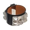 Image 3 : Hermes Black Leather Palladium Plated Collier de Chien CDC Bracelet
