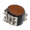 Image 4 : Hermes Black Leather Palladium Plated Collier de Chien CDC Bracelet