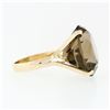 Image 5 : Vintage 14K Gold Large Round Smoky Quartz High Profile Solitaire Cocktail Ring