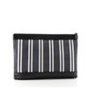 Image 1 : Balenciaga Navy Zip Pouch Striped Canvas and Leather Large Black, Blue, Neutral