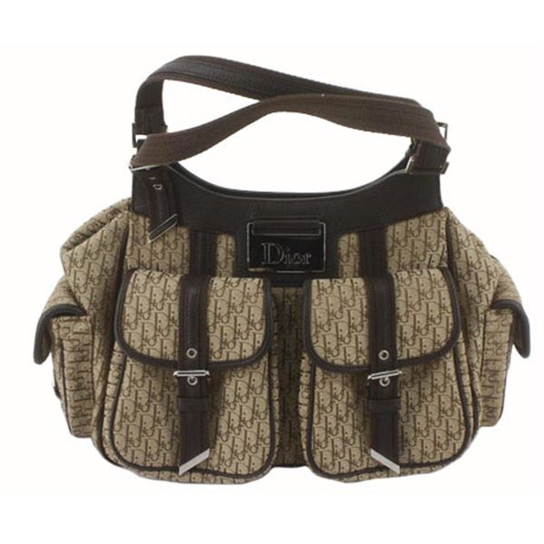 Christian Dior Beige Brown Diorissimo Canvas Multi Pocket Shoulder Bag
