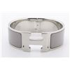 Image 1 : Hermes Gray Metal Clic Clac Wide Bangle Bracelet