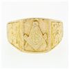 Image 4 : Heavy Men's Antique Art Nouveau Large 18K Gold Detailed Masonic Repousse Ring