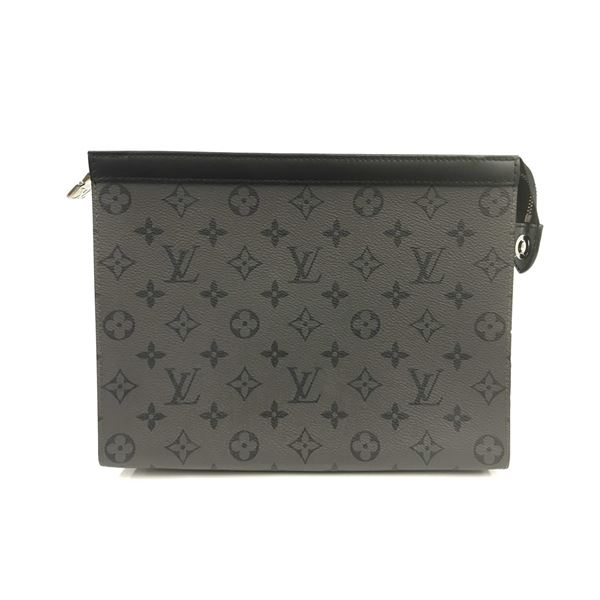 Louis Vuitton Black Monogram Eclipse Canvas Leather Pochette Voyage MM Clutch