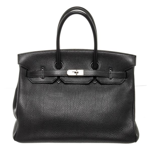 Hermes Black Leather Birkin 35cm Satchel Bag