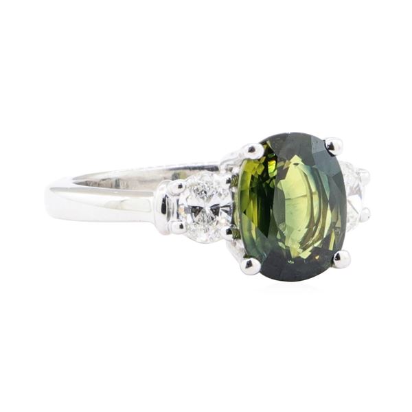 3.33 ctw Green Tourmaline And Diamond Ring - Platinum