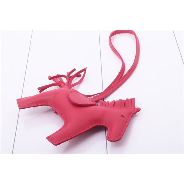 Hermes Rose Azalee Lambskin Leather Rodeo MM Bag Charm