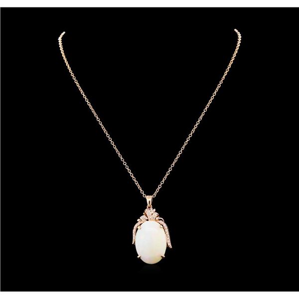 27.11 ctw Opal and Diamond Pendant With Chain - 14KT Rose Gold
