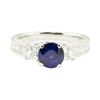 Image 2 : 2.38 ctw Round Brilliant Blue Sapphire And Diamond Ring - 18KT White Gold