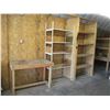 Image 1 : (2) Storage Shelves + Table - 8ft tall (table 48"x24")