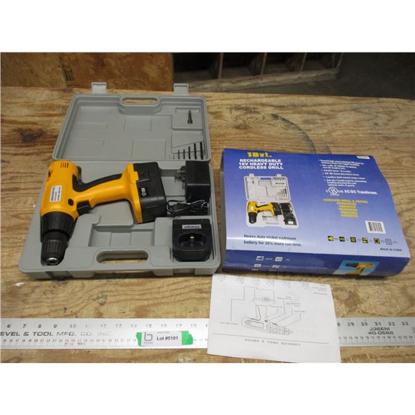 18V heavy duty cordless drill with case (new)