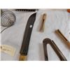 Image 3 : Old hickory large knife and rolling pin with assorted tools