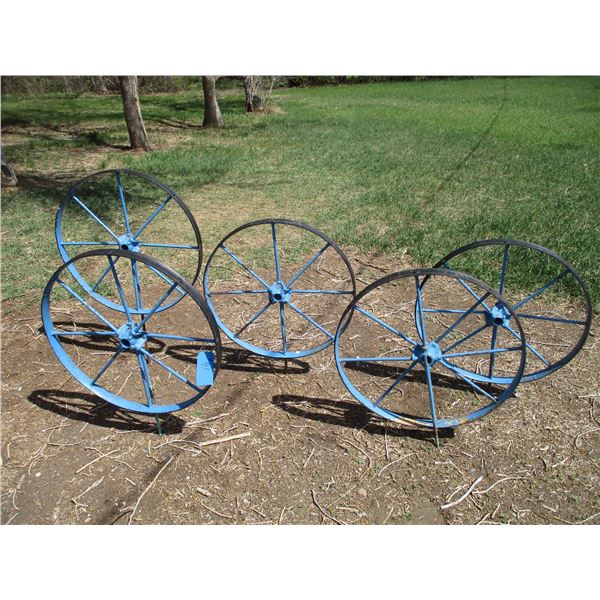 5X THE BID - Metal spoked wheels - 26" round