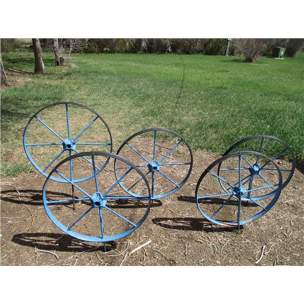 5X THE BID - Metal spoked wheels - 26" round