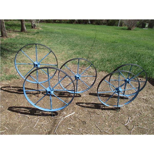 5X THE BID - Metal spoked wheels - 26" round