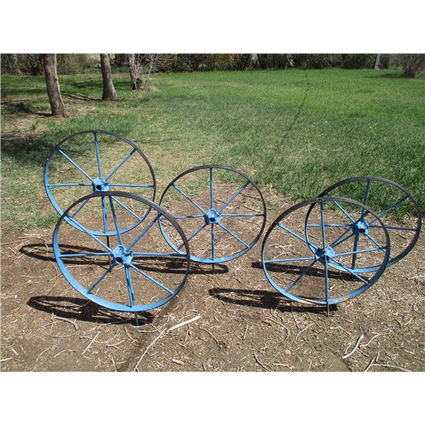 5X THE BID - Metal spoked wheels - 26" round