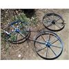 Image 1 : 3X THE BID - Metal spoked wheels - 26" round