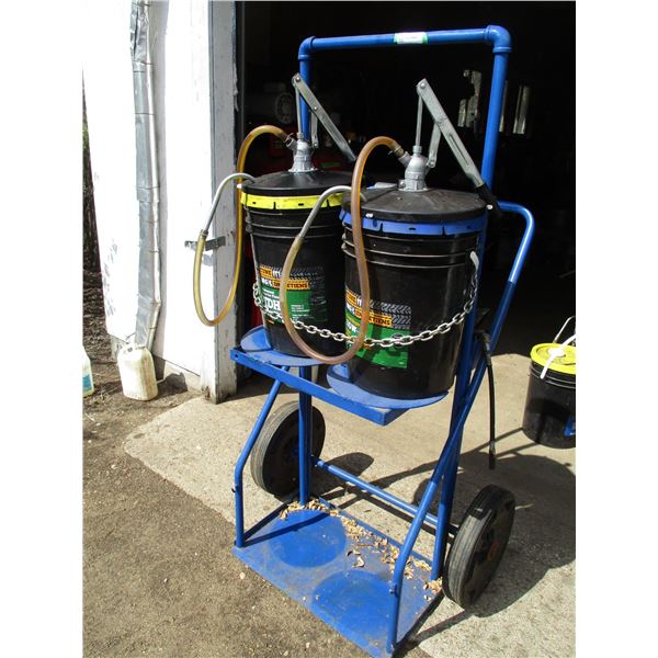 Lubeoil Rack/Cart with casters + 2 parts pails