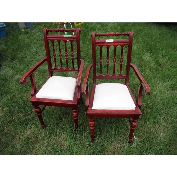 2X THE BID - Wooden chairs - Red