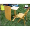 Image 1 : Wood table top with folding chair