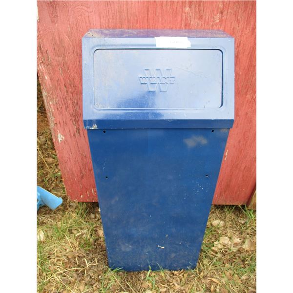Blue garbage can - 35" tall