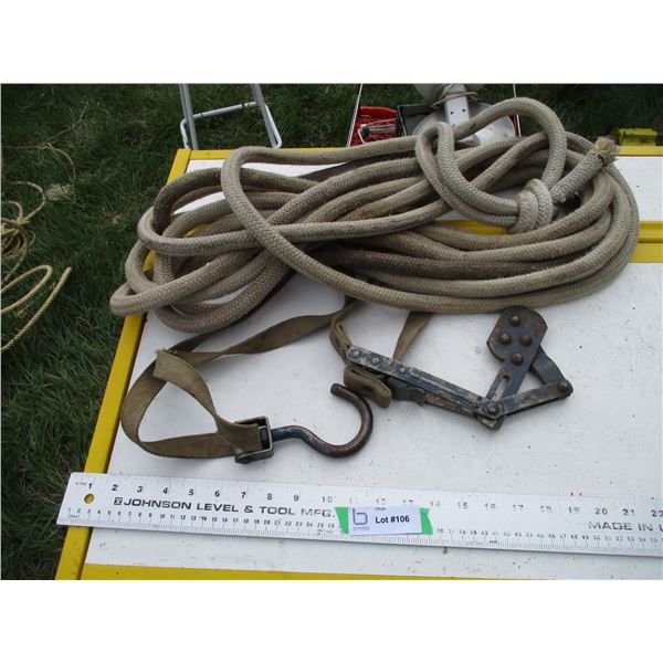 Thick rope cable tightener
